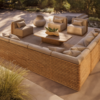 Ensemble canapé et salon d'extérieur design en teck Solana