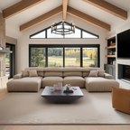 Canapé sectionnel double en cuir marron kaki