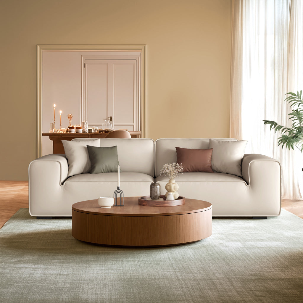 Canapé modulaire en cuir marron Domus