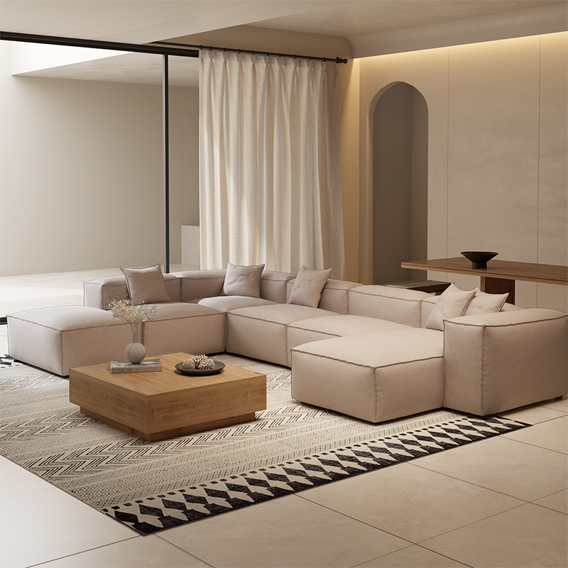 Canapé sectionnel modulaire Freedom kaki à extrémité ouverte