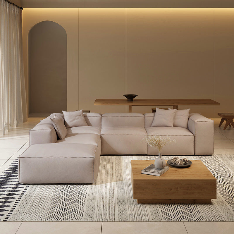 Canapé modulable en L et pouf gris Freedom