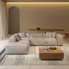 Canapé modulable blanc en L et pouf Freedom