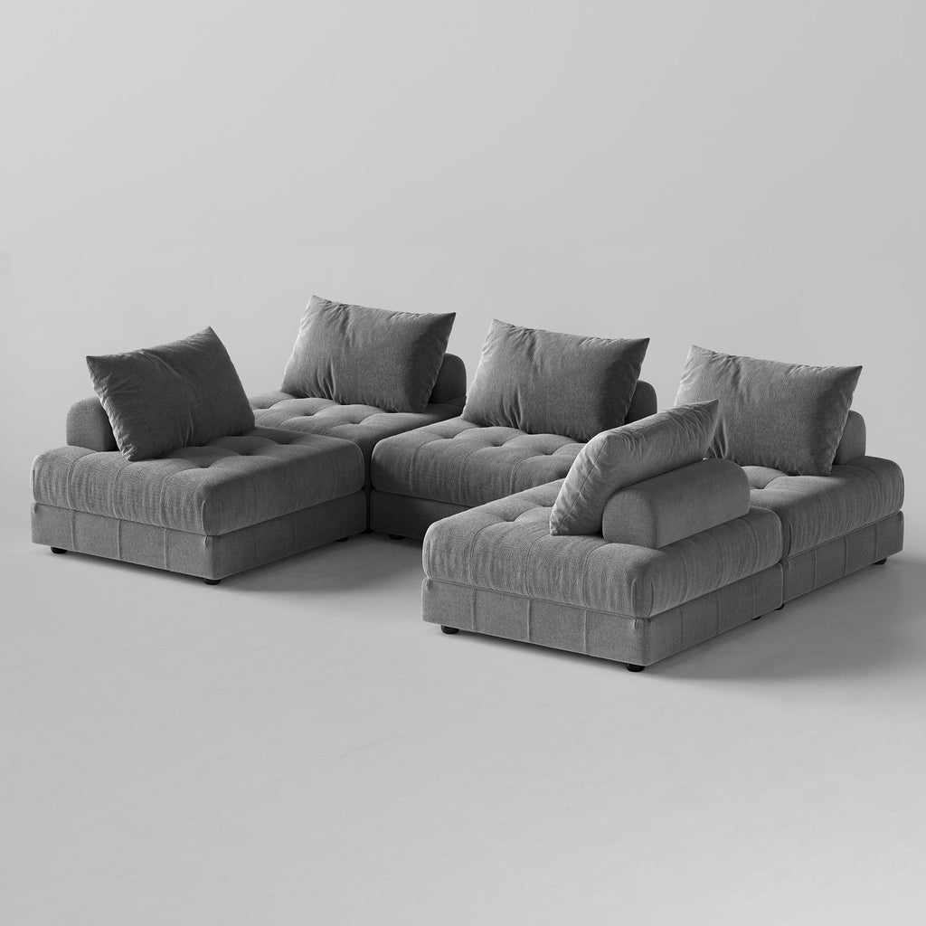 Canapé sectionnel modulaire gris Block