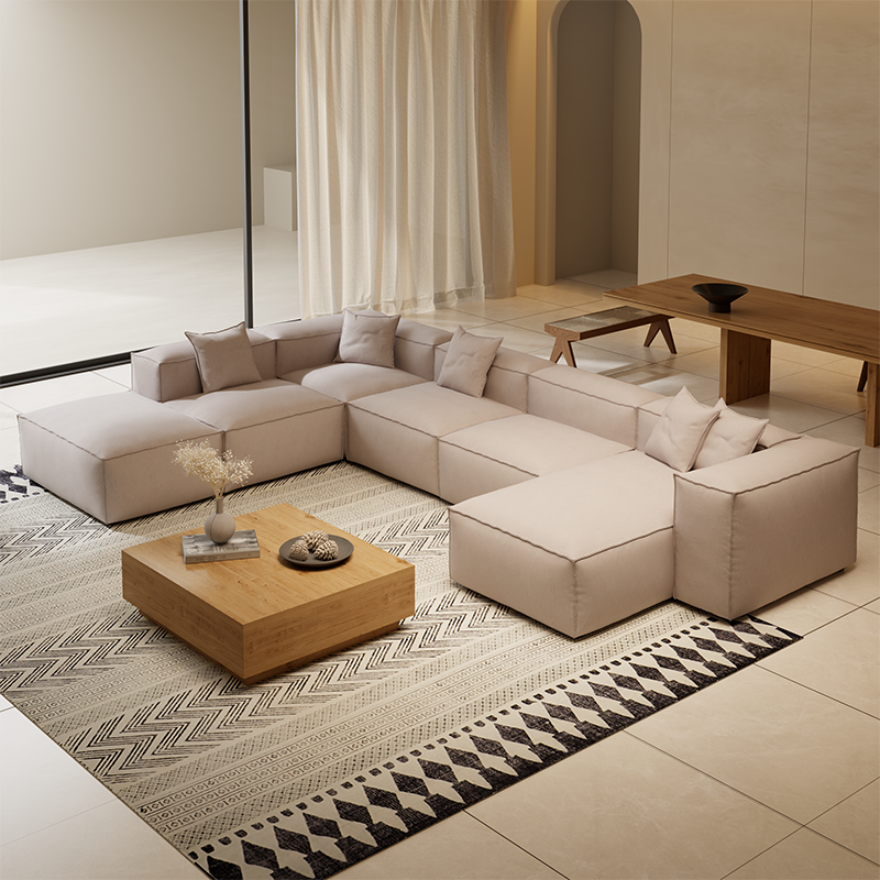 Canapé sectionnel modulaire Freedom kaki à extrémité ouverte