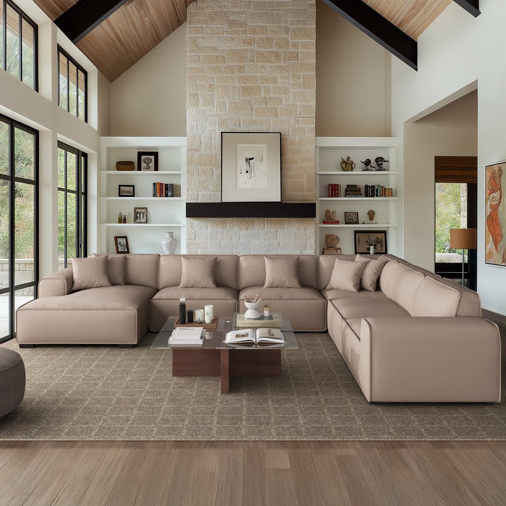 Canapé d'angle modulaire en cuir noir Domus en forme de U