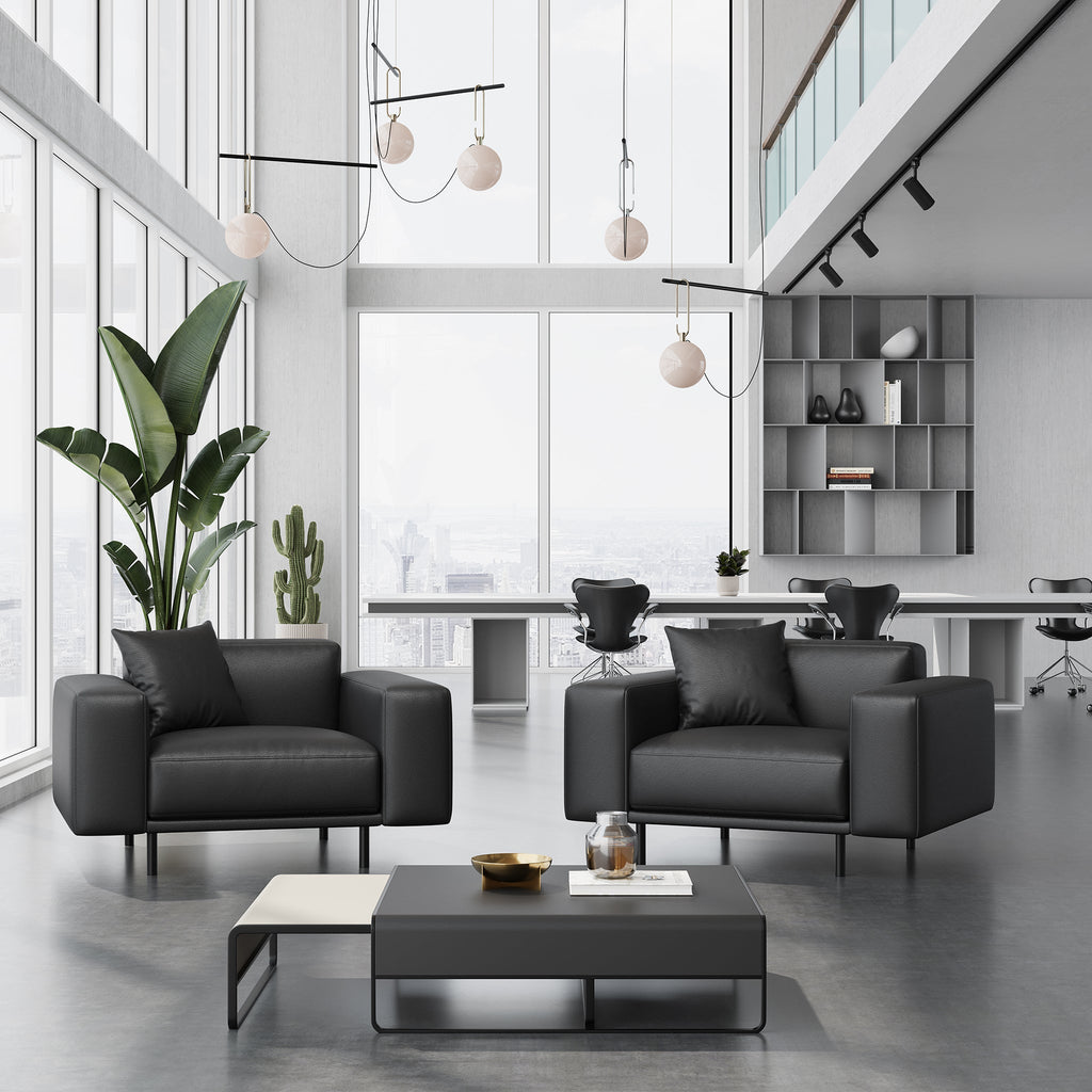 Fauteuil Noble en cuir gris foncé