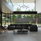 Canapé d'angle modulaire en cuir noir Domus en forme de U