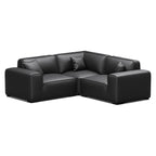 Canapé d'angle modulaire en cuir noir Domus