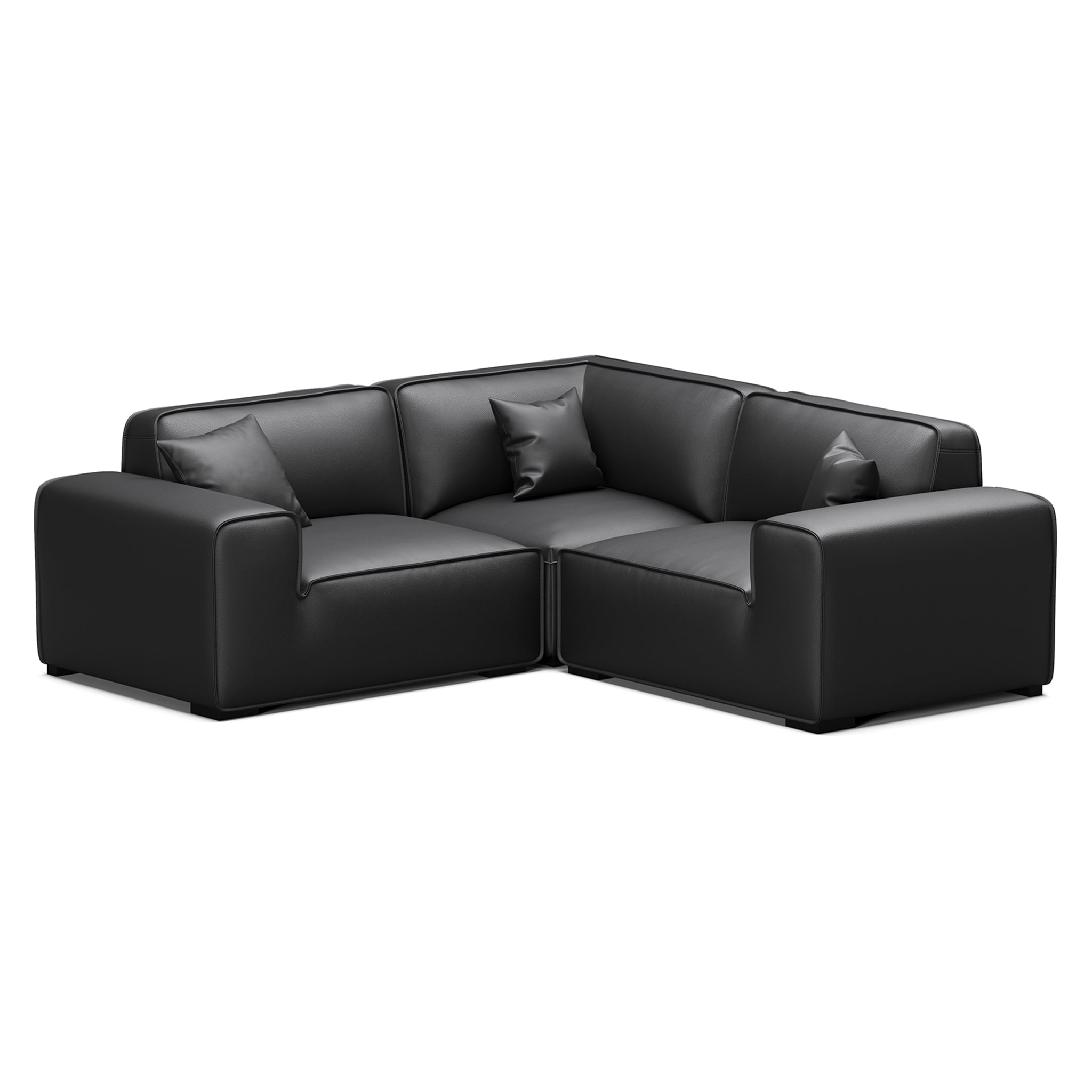 Canapé d'angle modulaire en cuir noir Domus