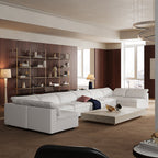 Canapé d'angle en U gris tendre Wabi-Sabi avec extrémités ouvertes