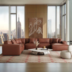 Canapé d'angle modulaire en cuir noir Domus en forme de U