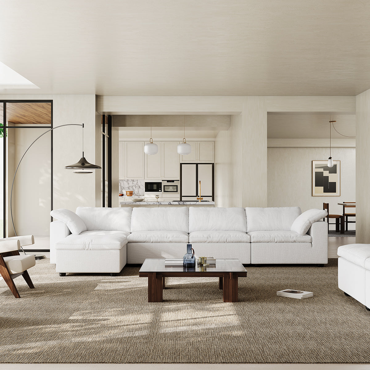 Canapé et pouf beige Tender Wabi-Sabi