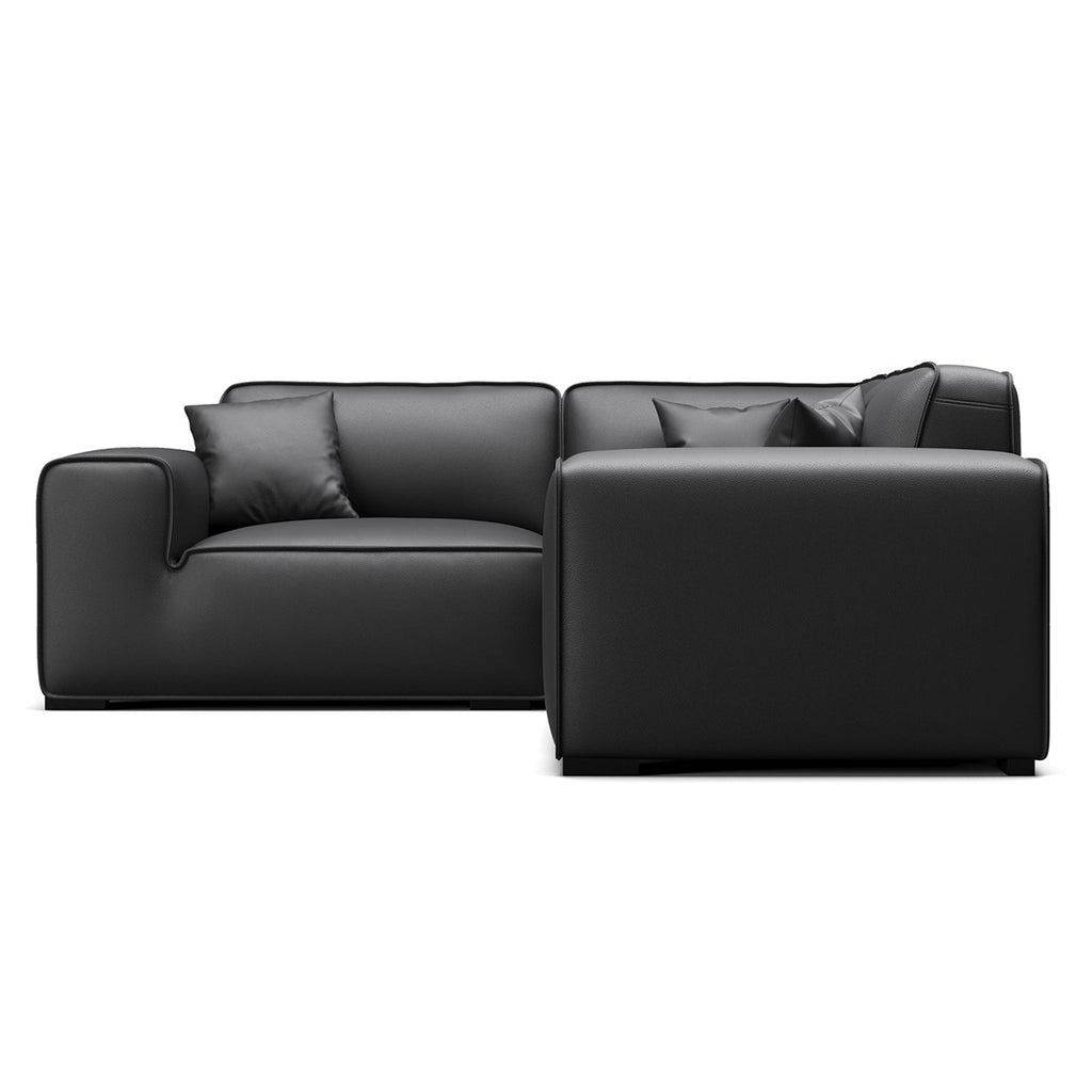 Canapé d'angle modulaire en cuir marron Domus