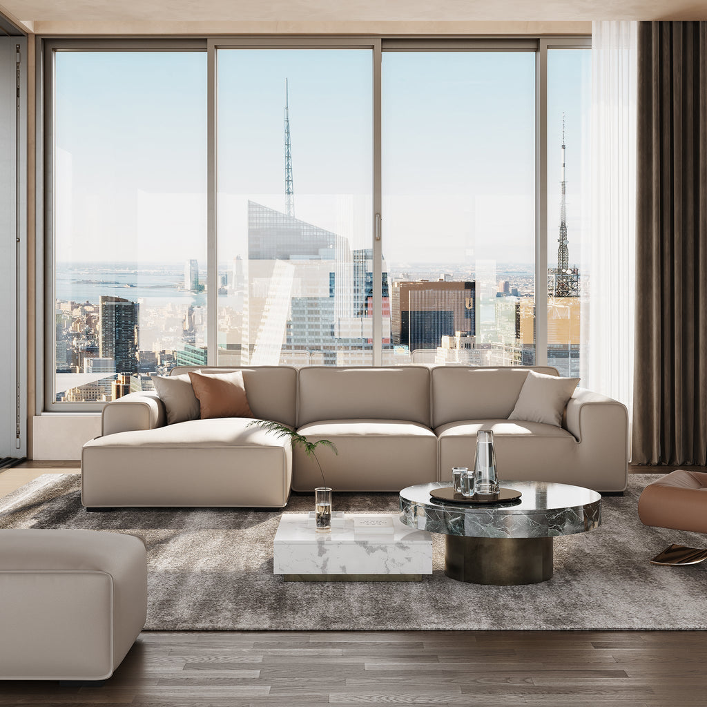 Canapé d'angle modulaire en cuir gris foncé Domus