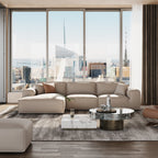 Canapé d'angle modulaire en cuir gris foncé Domus