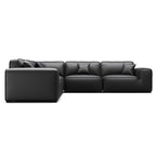 Canapé d'angle modulaire en cuir noir Domus