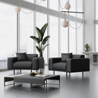 Fauteuil Noble en cuir gris foncé