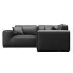 Canapé d'angle modulaire en cuir noir Domus