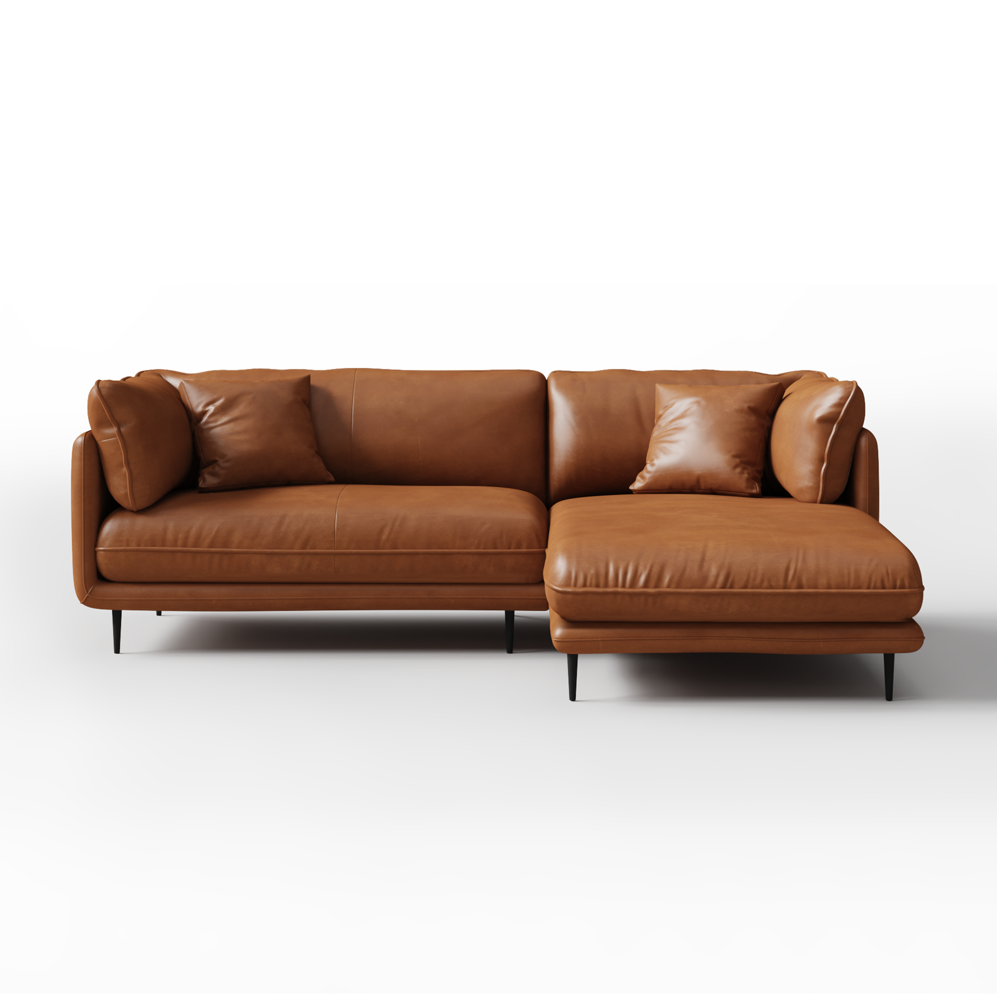 Canapé sectionnel en cuir noir vanille