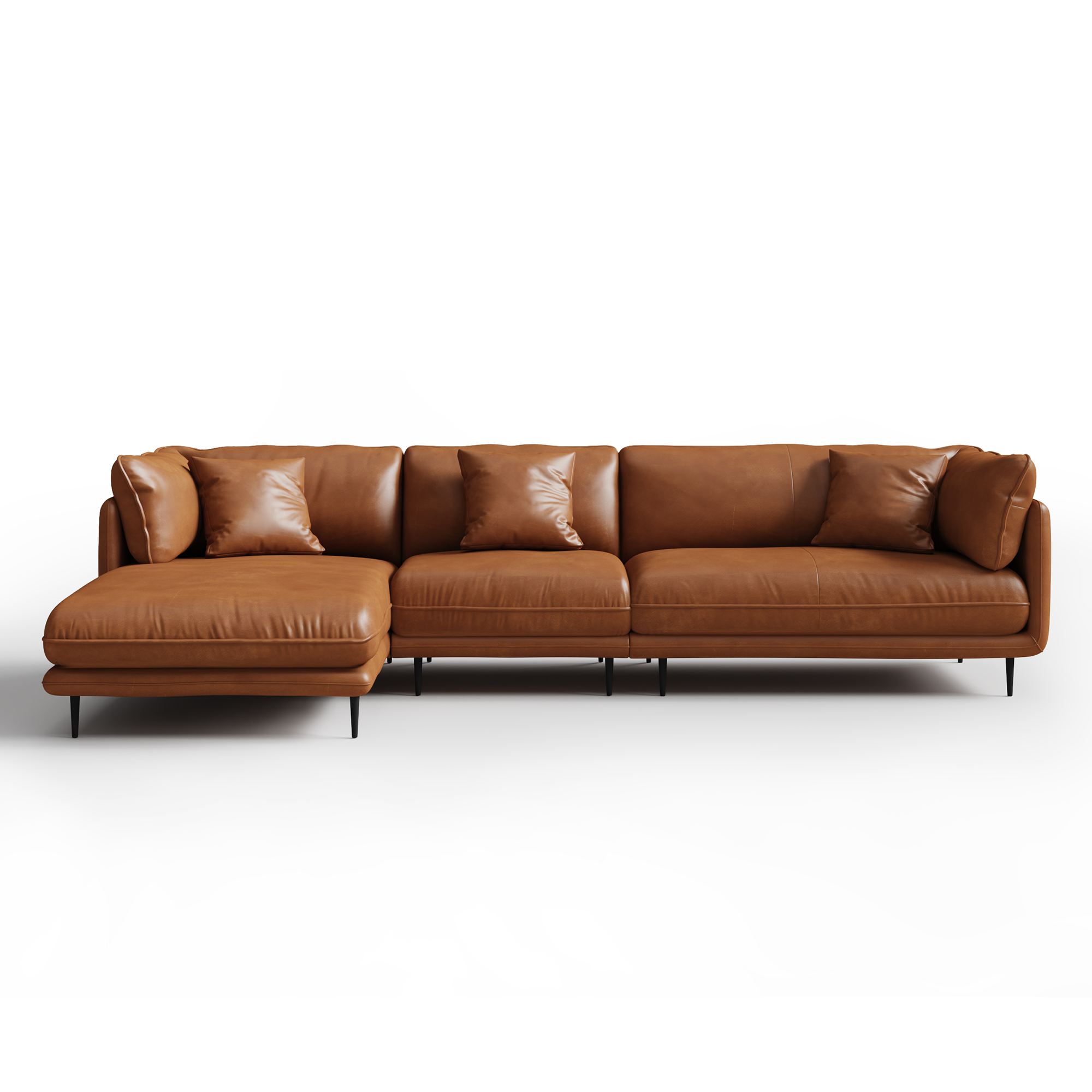 Canapé d'angle en cuir blanc vanille