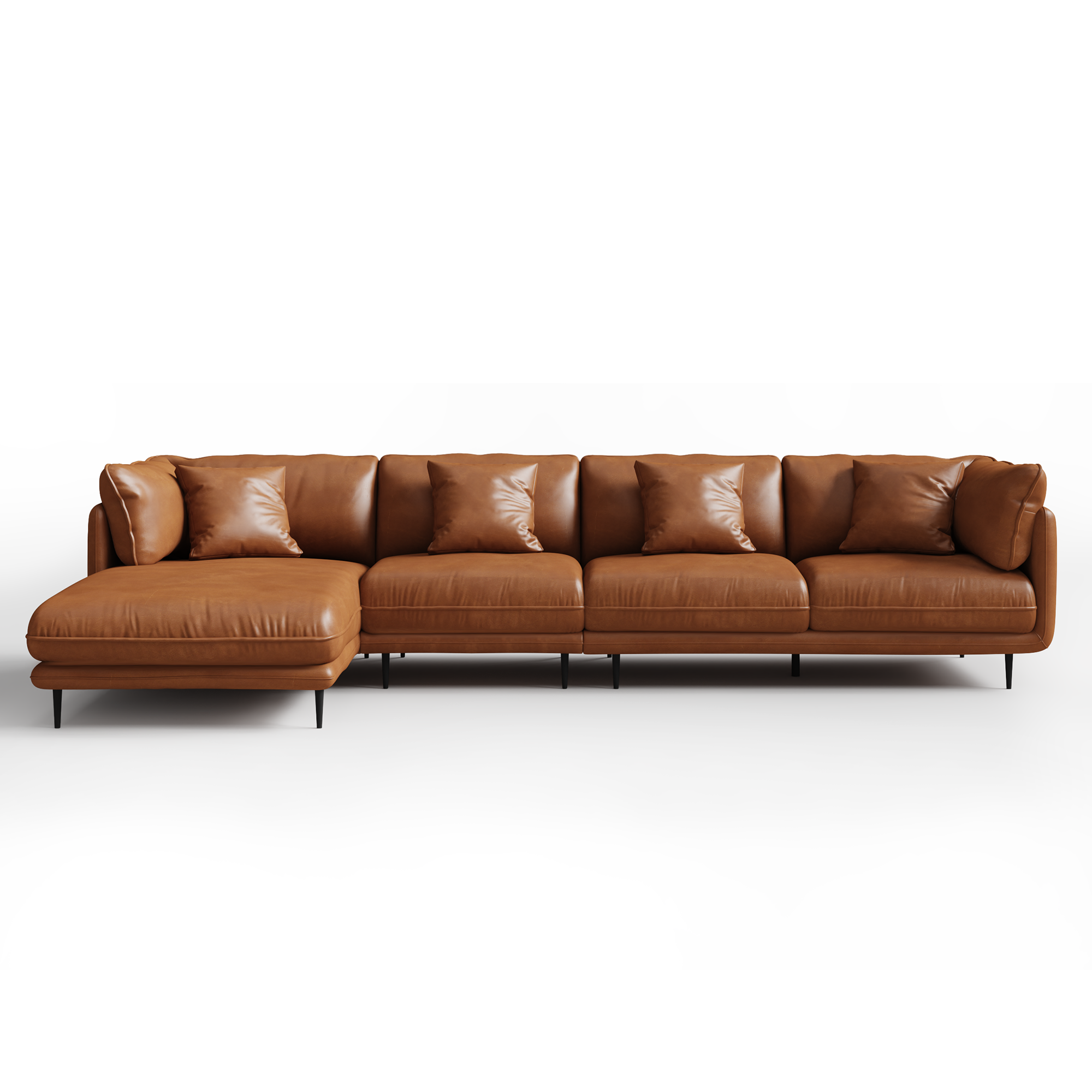 Canapé d'angle en cuir blanc vanille