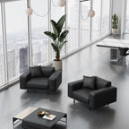 Fauteuil Noble en cuir gris foncé