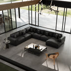 Canapé d'angle modulaire en cuir noir Domus en forme de U