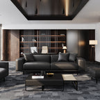 Canapé et pouf en cuir beige noble