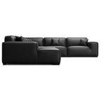Canapé d'angle modulaire en cuir noir Domus en forme de U