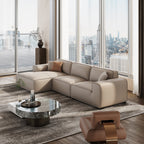 Canapé d'angle modulaire en cuir gris foncé Domus