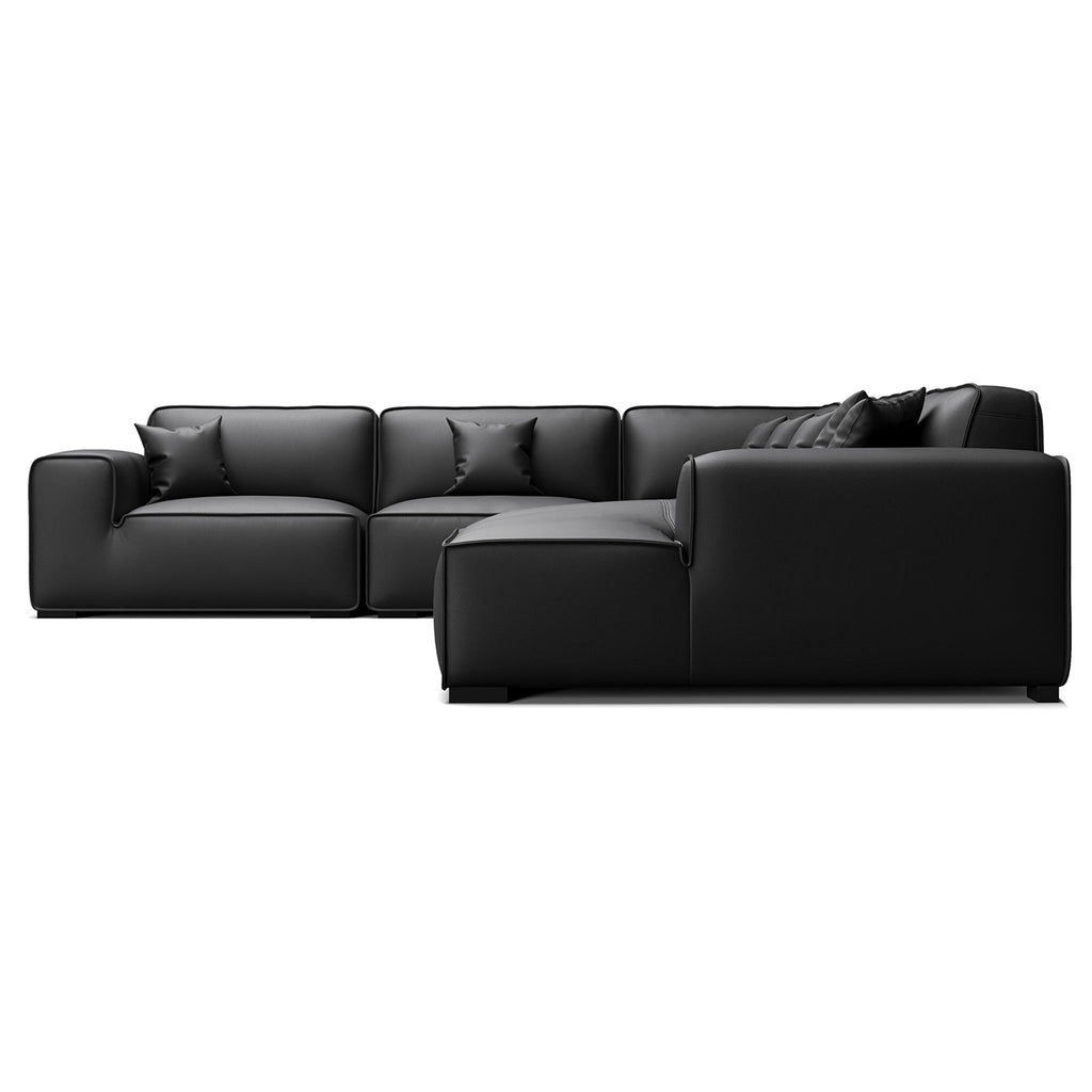 Canapé d'angle modulaire en cuir noir Domus en forme de U