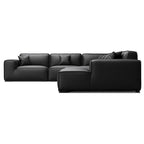 Canapé d'angle modulaire en cuir noir Domus en forme de U