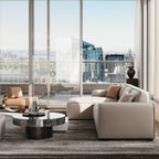 Canapé d'angle modulaire en cuir beige Domus