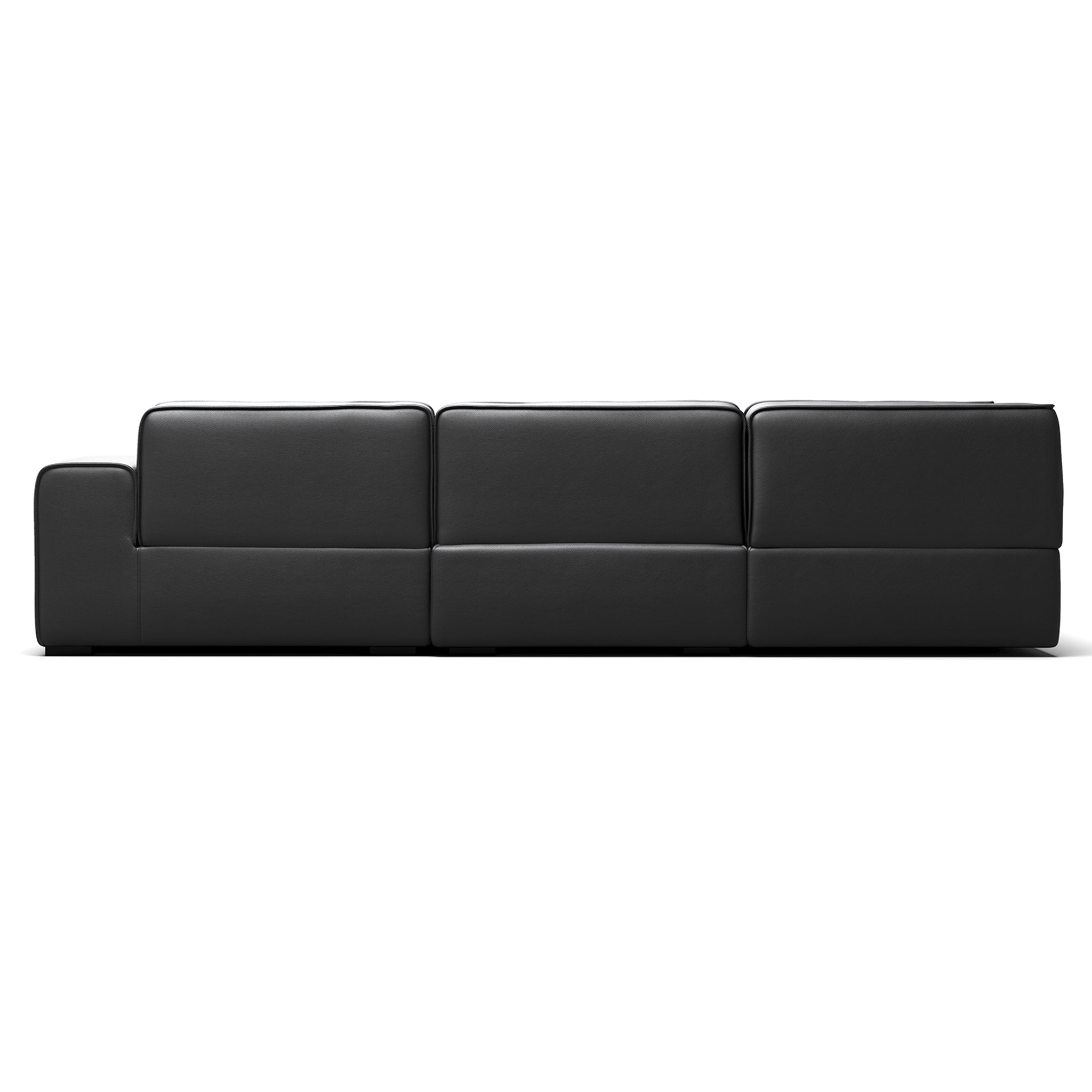 Canapé d'angle modulaire en cuir noir Domus en forme de U