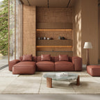 Canapé d'angle modulaire double face en cuir véritable gris foncé Cube