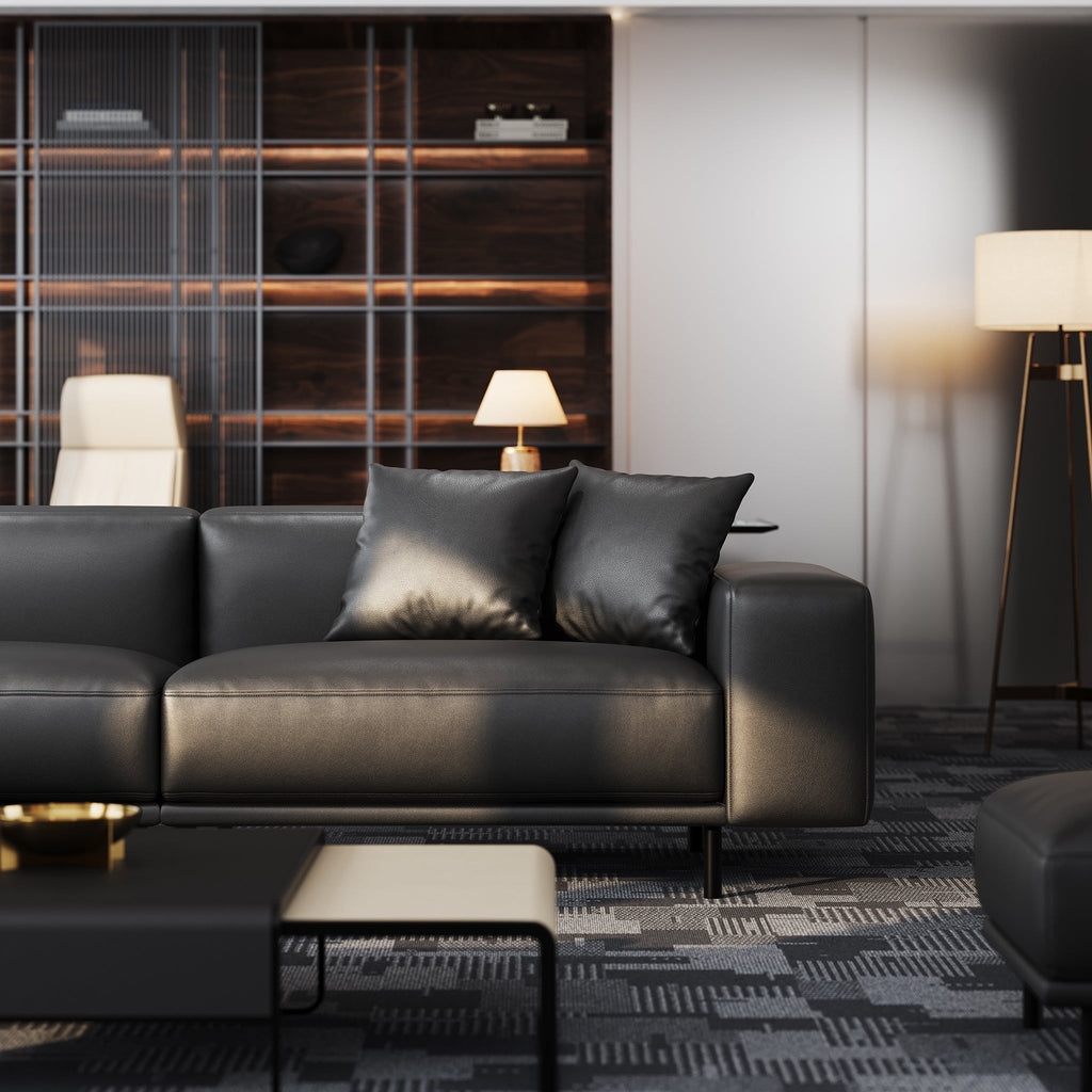 Canapé en cuir beige noble