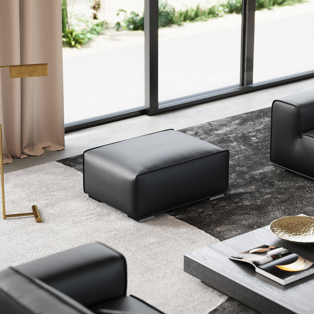 Ensemble de canapés modulaires en cuir gris foncé Domus