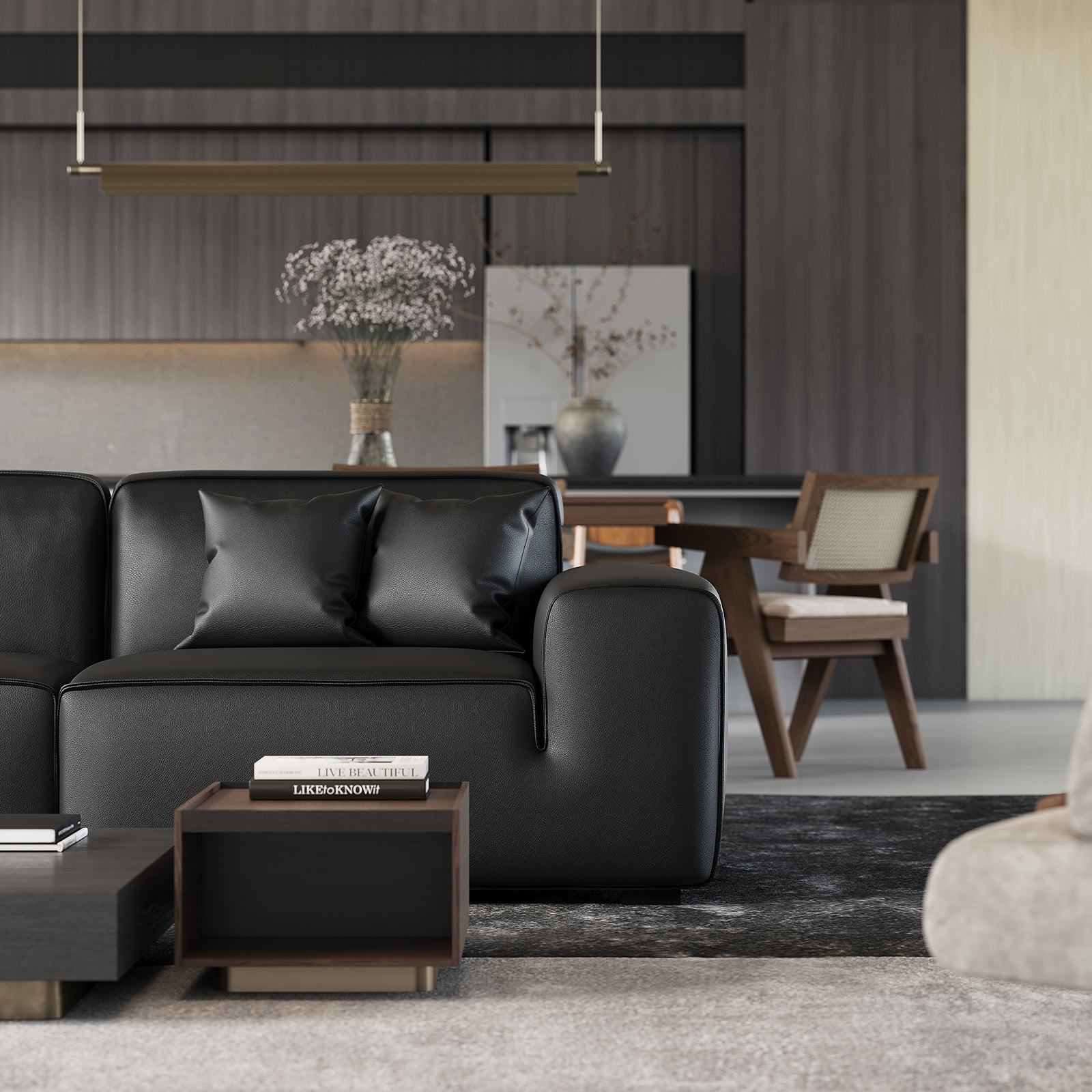 Canapé modulaire en cuir marron Domus