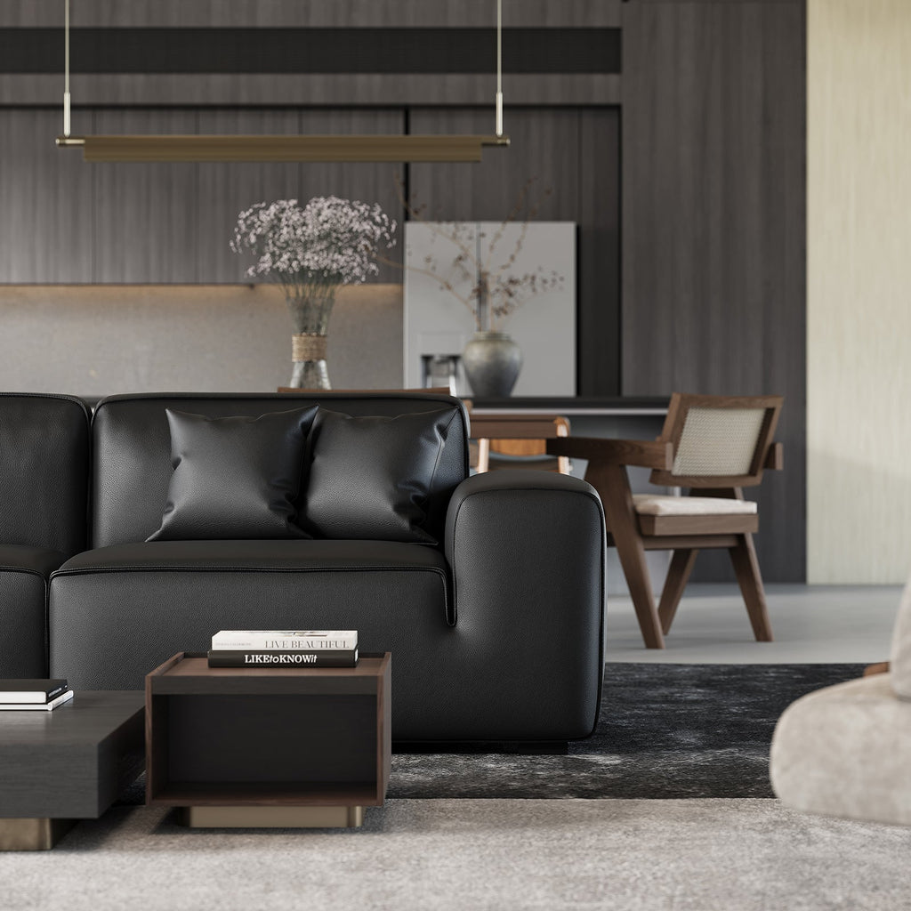 Canapé modulaire en cuir kaki Domus