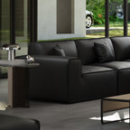 Canapé d'angle modulaire en cuir noir Domus en forme de U