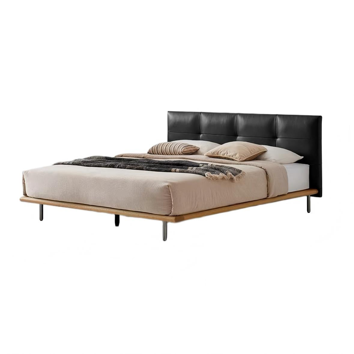 Lit en cuir couleur brique caramel