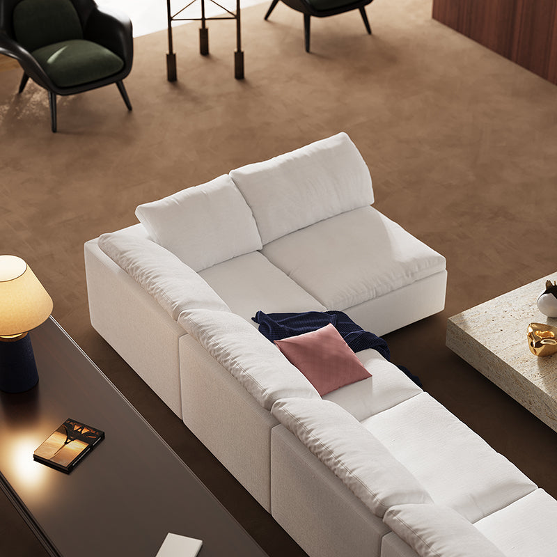 Canapé d'angle beige en forme de U Tender Wabi-Sabi avec extrémités ouvertes