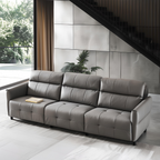 Canapé inclinable modulaire en cuir gris anthracite Lattice