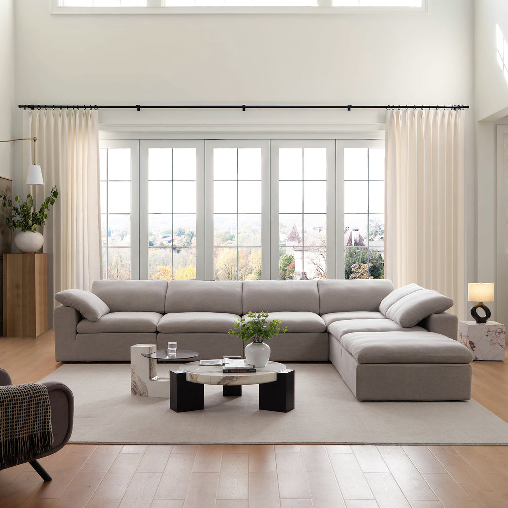 Canapé sectionnel et pouf Tender Wabi-Sabi blanc en forme de L