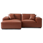 Canapé d'angle modulaire en cuir marron Domus