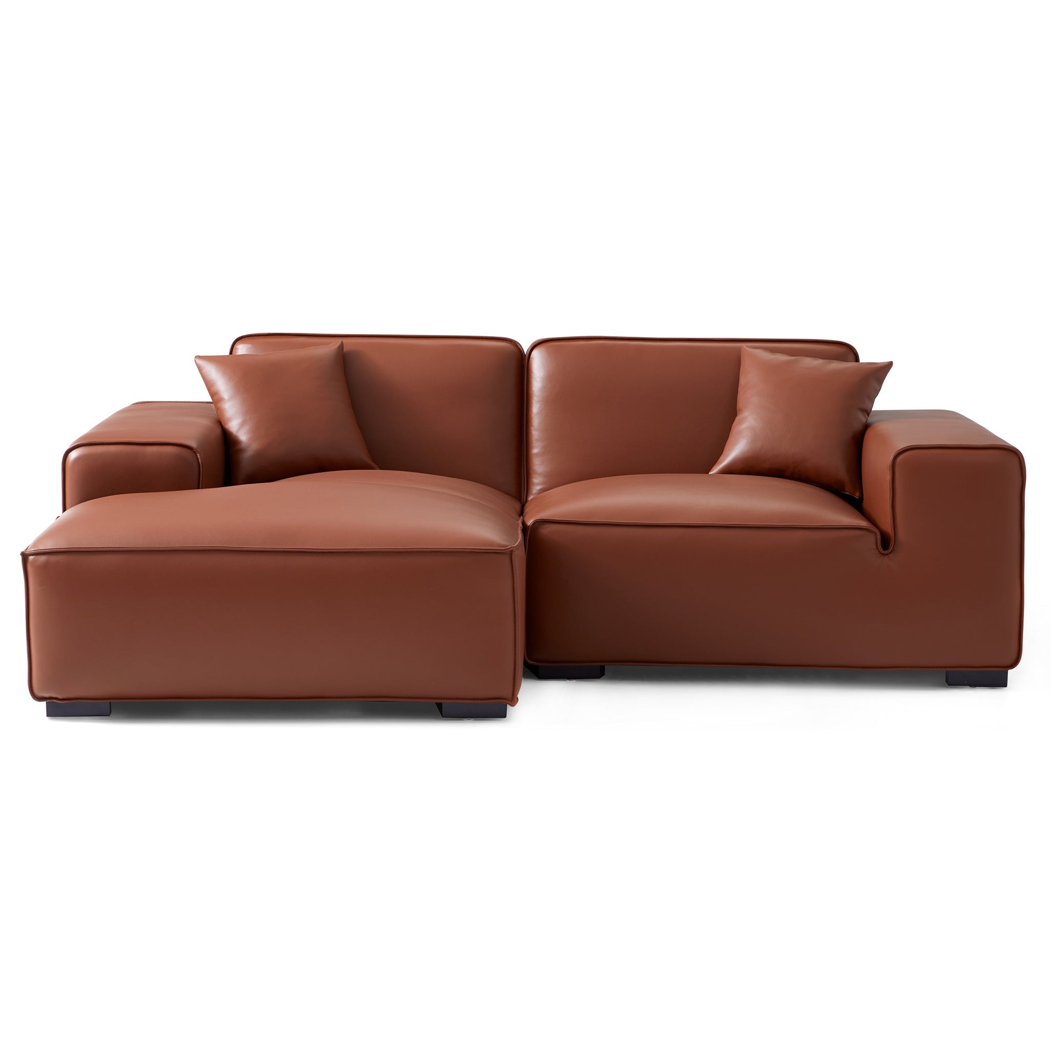 Canapé d'angle modulaire en cuir gris foncé Domus