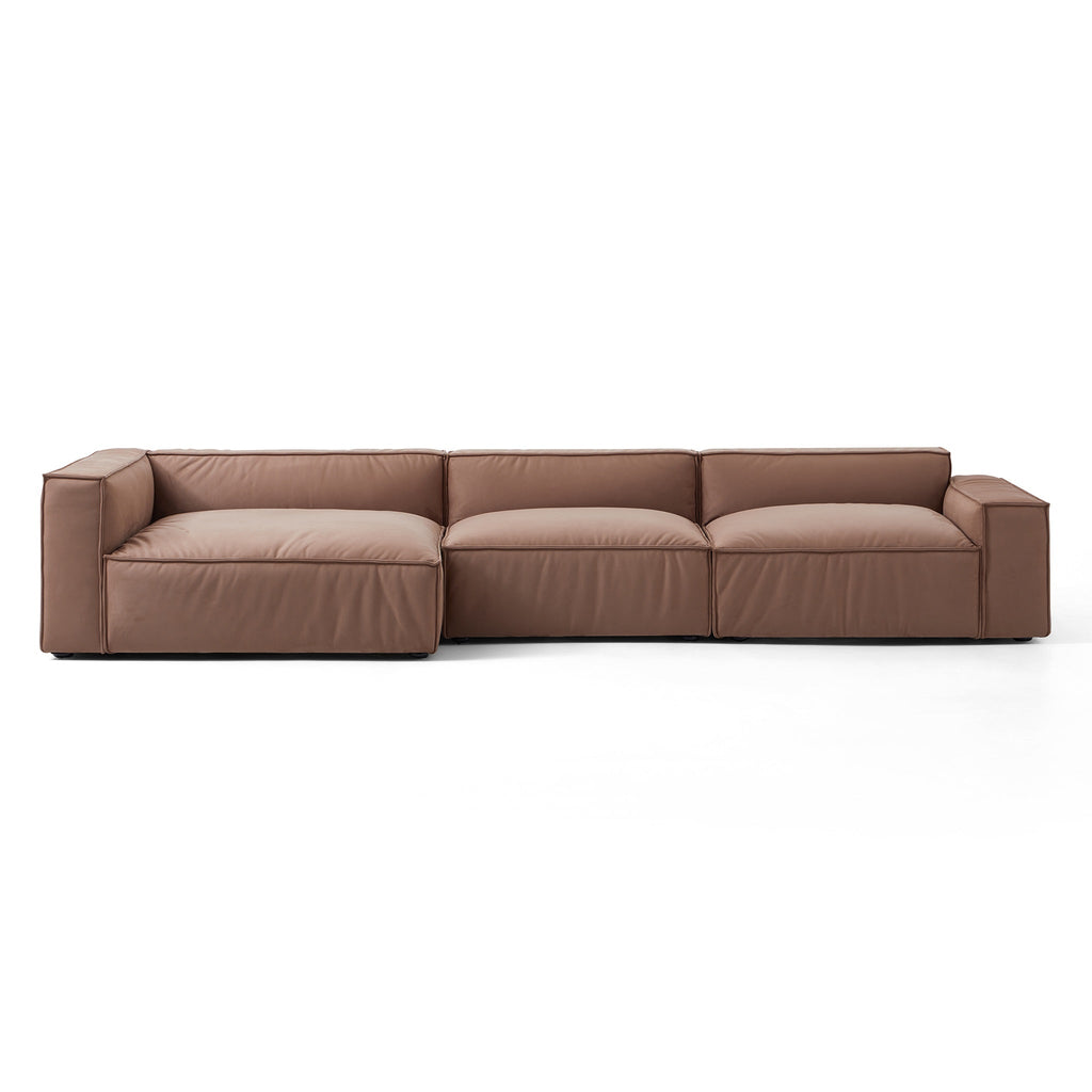 Ensemble de canapés d'angle de luxe minimaliste en tissu marron
