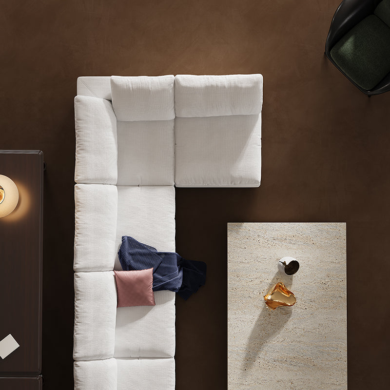 Canapé d'angle beige en forme de U Tender Wabi-Sabi avec extrémités ouvertes