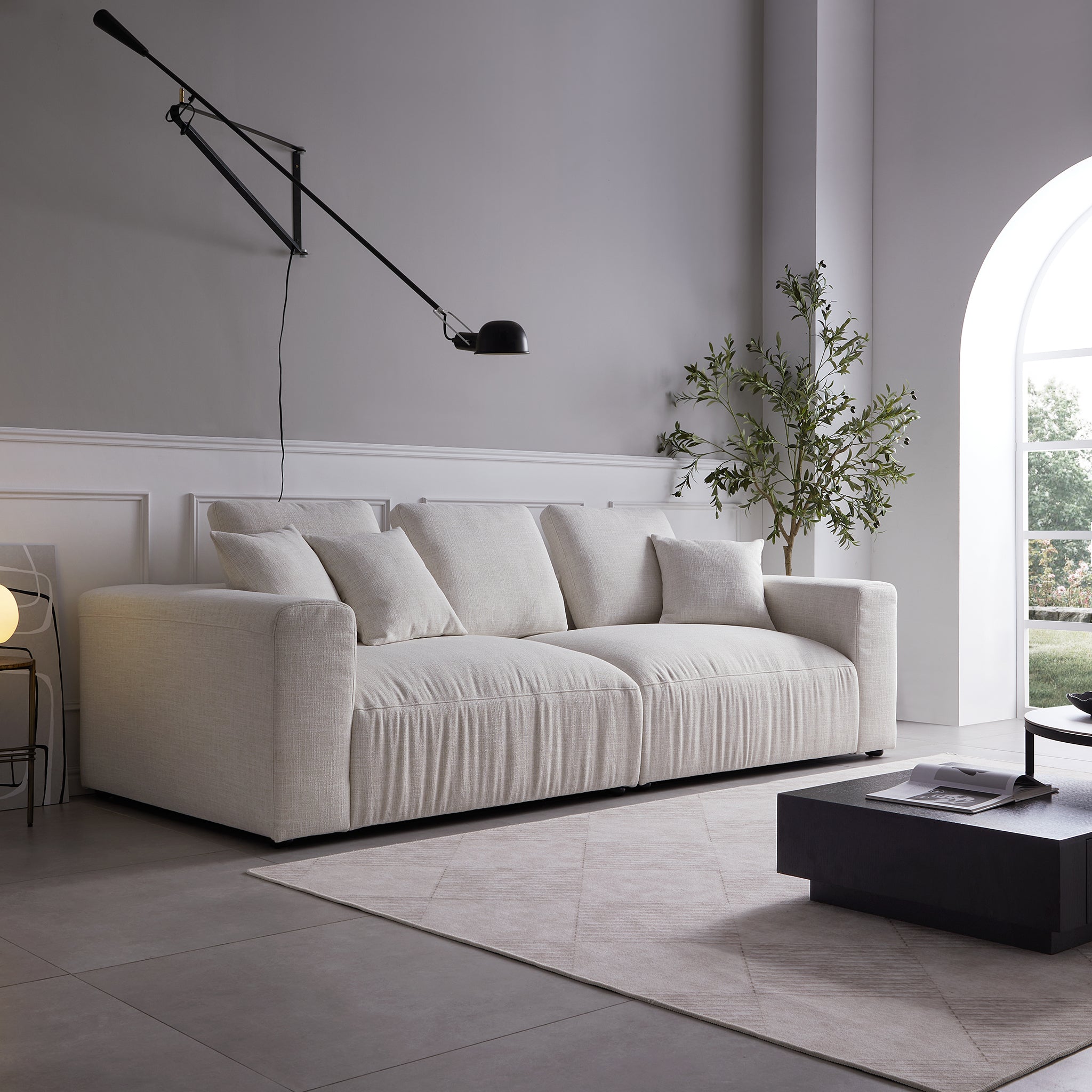 Canapé en tissu Serrat Beige Performance