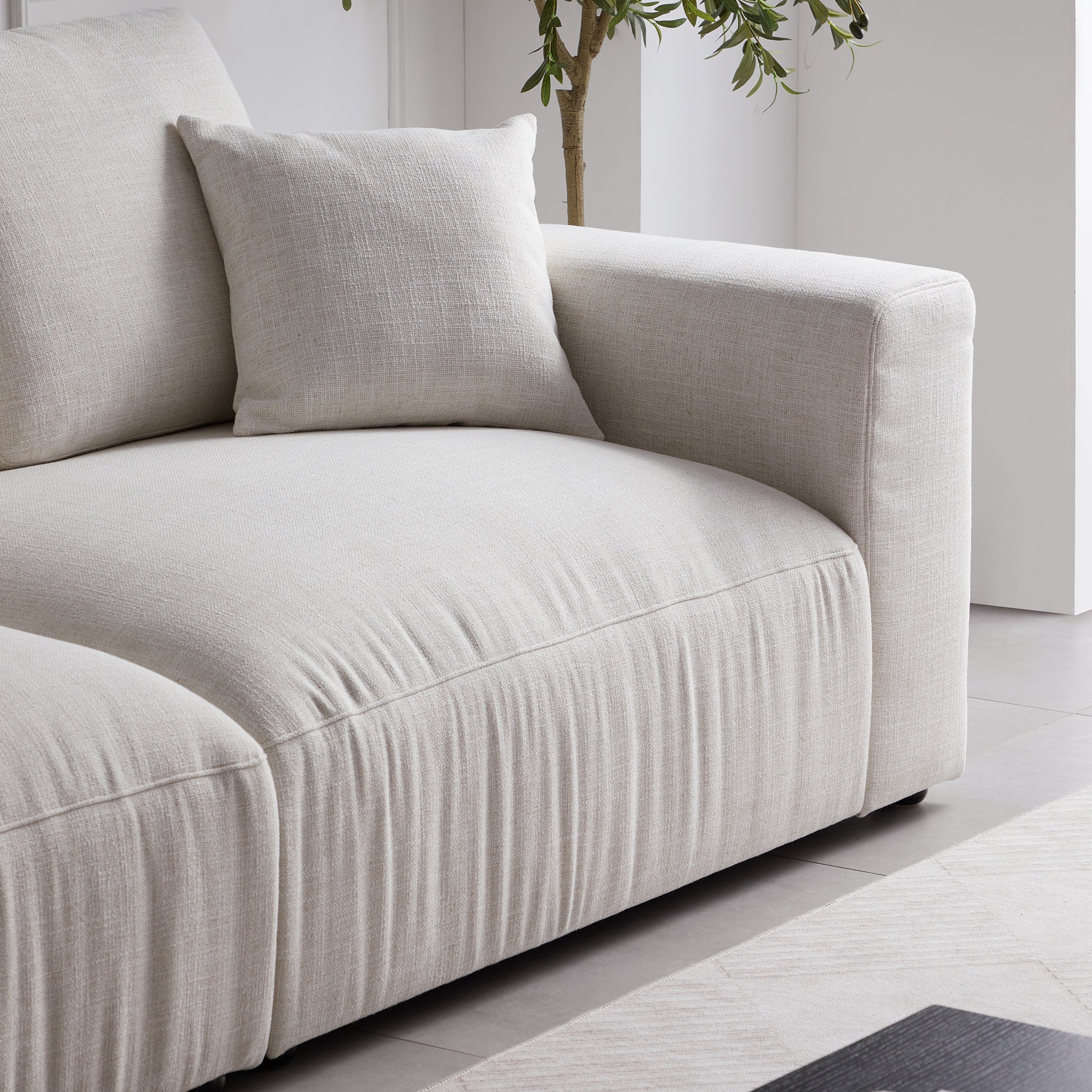 Canapé en tissu Serrat Beige Performance